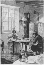 Emma and Charles Bovary, illustration from Madame Bovary by Gustave Flaubert (1821-80), engraved by Carlo Chessa (1855-1925), 1905